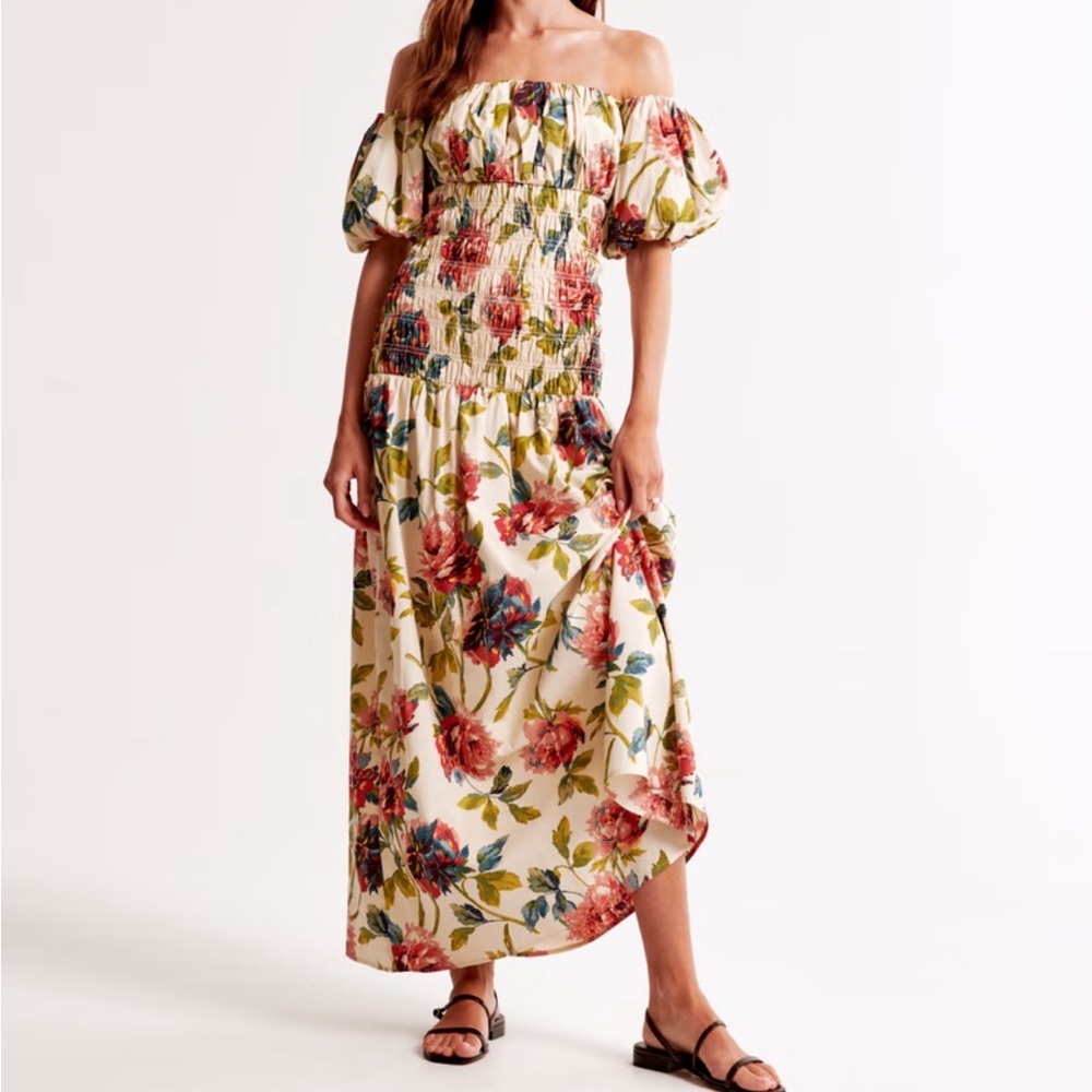 Abercrombie & Fitch Smoked Waist-Drop Maxi Dress Small Tall NWT